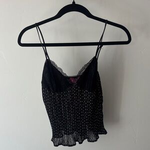 Edikted Black and White Polka Dot Lace Cami Top